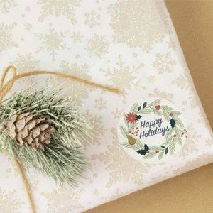 1000 wafer Christmas wreath Happy Holidays sticker